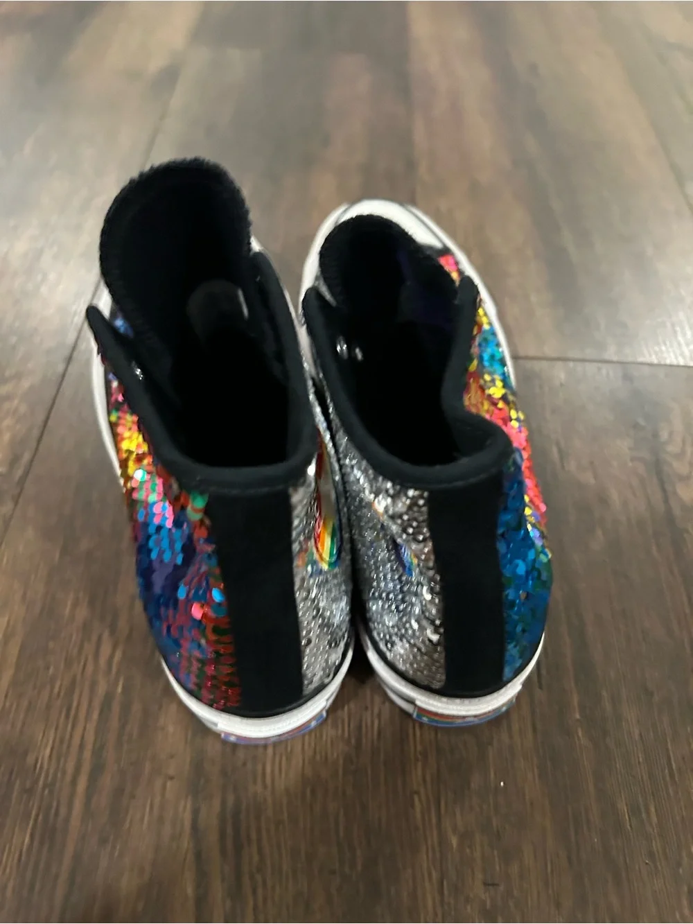 Sequin High-Top Sneakers in Multicolor & Silver for pride month new without tags - Picture 2 of 10